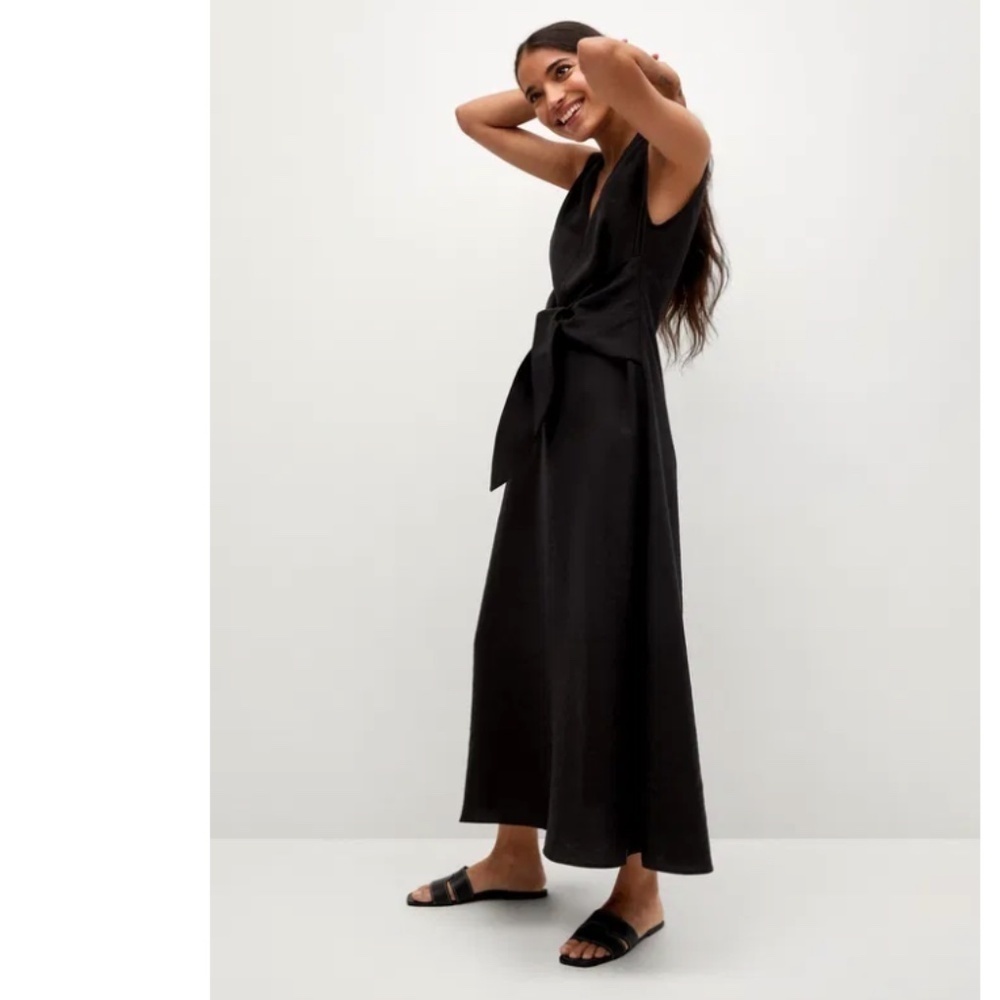 MANGO Lyocell Dress with Tie Belt. Size 4
